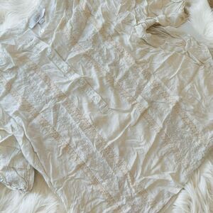 LOFT Women's Short Sleeve Blouse (M) Ivory